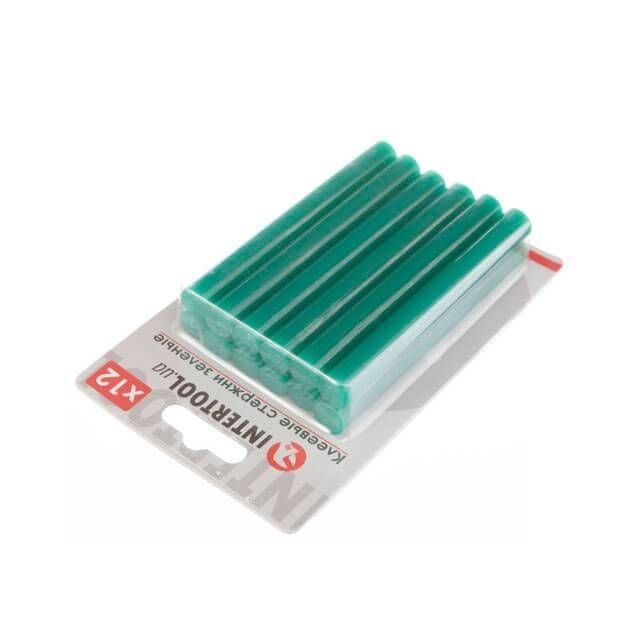 Комплект клейових стрижнів зелених, 11,2×100 мм, 12 шт. INTERTOOL RT-1056