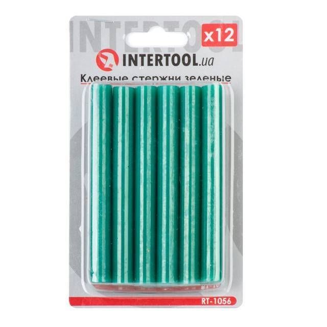 Комплект клейових стрижнів зелених, 11,2×100 мм, 12 шт. INTERTOOL RT-1056