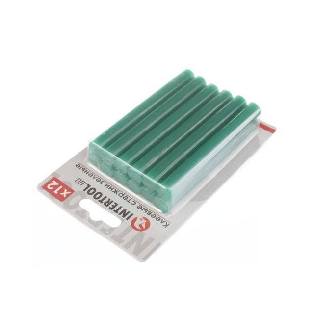 Комплект клейових стрижнів зелених, 11,2×100 мм, 12 шт. INTERTOOL RT-1056