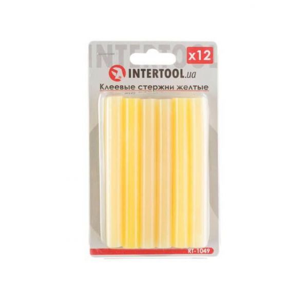Комплект клейових стрижнів жовтих, 11,2×100 мм, 12 шт. INTERTOOL RT-1049