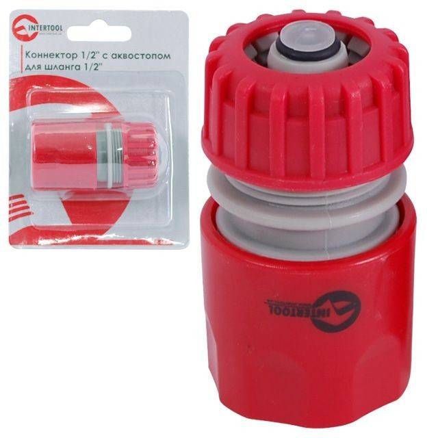 З'єднувач 1/2" з аквастопом для шланга 1/2" INTERTOOL GE-1019