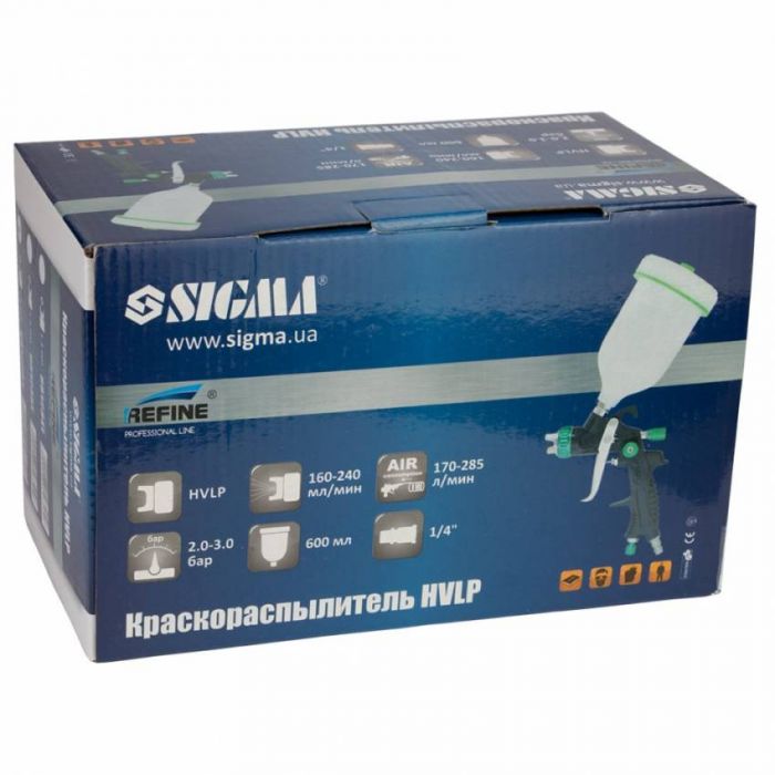 Фарборозпилювач HVLP Ø1.8мм 170-285л/хв 2-3бар в/б 600мл (пласт) Refine (6812381)