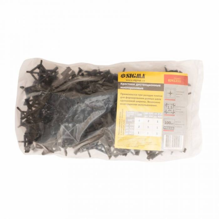 Хрестик дистанційний (багаторазовий) для плитки 1,5мм 100шт Sigma (8241211)