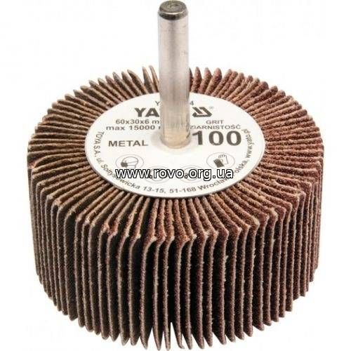 Коло YATO Ø= 60 мм із наждачних пелюсток К60, із захопленням до дриля, 30х6 мм [10/60]