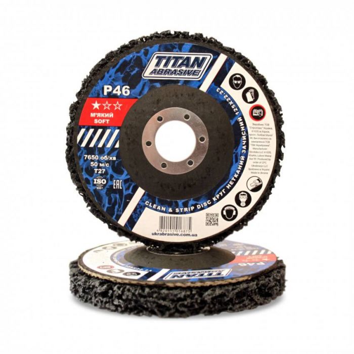 Круг нетканий зачисний корал TITAN ABRASIVE 125*22.23 (P46) T27 м'який/soft (чорний)