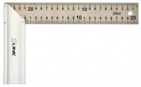 Кутник нержавіючий з алюмінієвою ручкою, 250 мм.