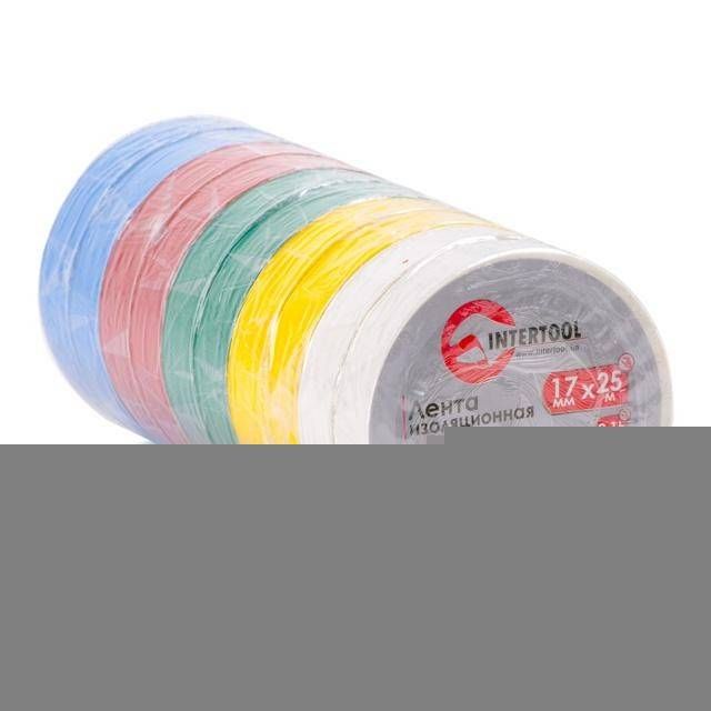 Стрічка ізоляційна 0.15 мм * 17 мм * 25 м, кольорова (10 од.) INTERTOOL IT-0029