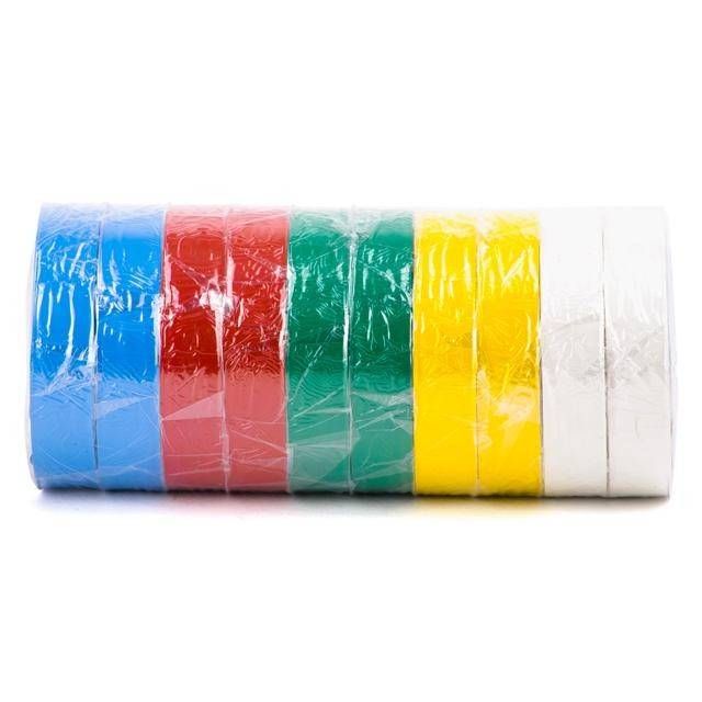 Стрічка ізоляційна 0.15 мм * 17 мм * 25 м, кольорова (10 од.) INTERTOOL IT-0029