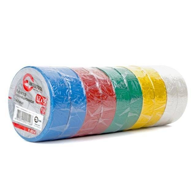 Стрічка ізоляційна 0.15мм*17мм*10м кольорова INTERTOOL IT-0014