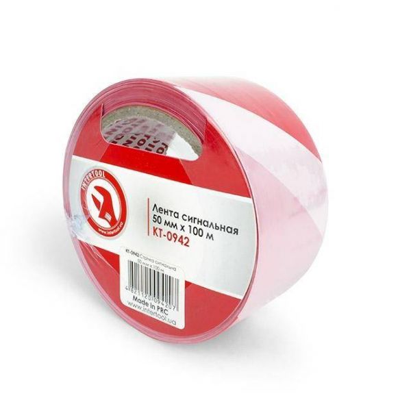 Стрічка сигнальна, 100 м, 50 мм INTERTOOL KT-0942