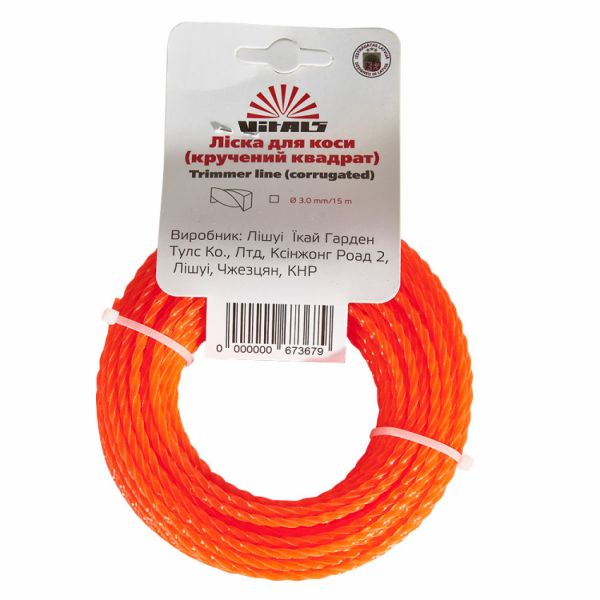 Лісочка для тримерів Vitals (кручений квадрат) 3.0mm*15m Лісочка для тримерів Vitals (кручений квадрат) 3.0mm*15m