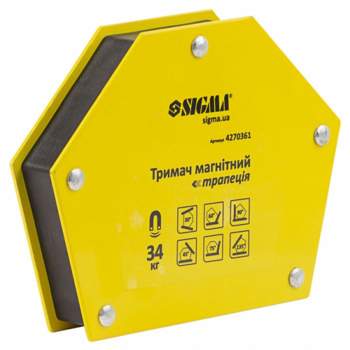 Магніт для сварки трапеція 34кг 105×65×65×45мм (30,45,60,75,90,135°) Sigma (4270361)