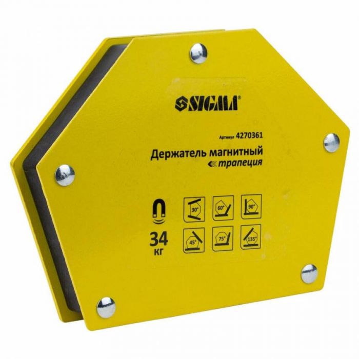 Магніт для сварки трапеція 34кг 105×65×65×45мм (30,45,60,75,90,135°) Sigma (4270361)
