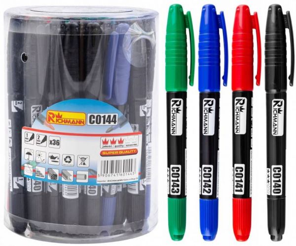 Маркери кольорові двосторонні тонкі 36 шт , 4 кольори C0144 Маркери кольорові двосторонні тонкі 36 шт , 4 кольори C0144
