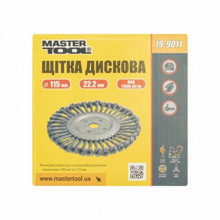 MasterTool Щітка дискова із плетеного дроту D115*22,2 мм, Арт.: 19-9011