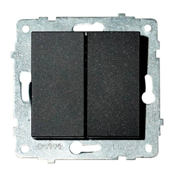 Механізм вимикача 2-клв. Grano чорн.металік/12/120