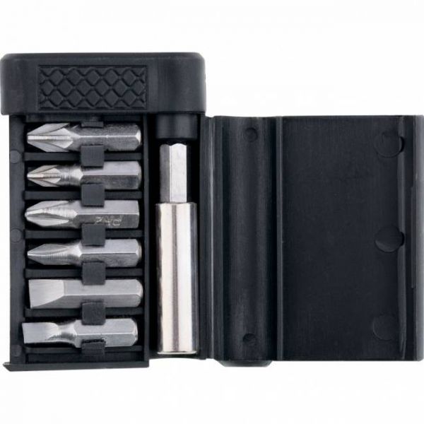 Набір біт, магнітний адаптер для біт, сталь 45Х, 7 предметів у пластиковому боксі, SPARTA Набір біт, магнітний адаптер для біт, сталь 45Х, 7 предметів у пластиковому боксі, SPARTA