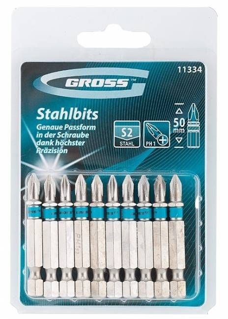 Набір біт РН1х50, сталь S2, 10 шт, GROSS