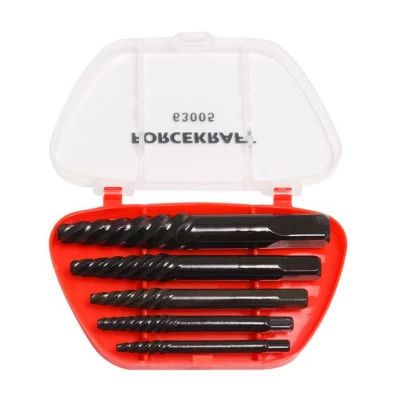 Набір екстракторів різьблення 5 предметів (М3-М18; Ø:3-6мм, 6-8мм, 8-11мм, 11-14мм, 14-18мм), у пластиковому футлярі FORCEKRAFT FK-63005