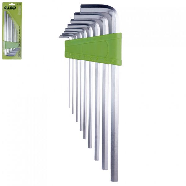 Набір ключів шестигранних, вигнутих подовжених 9 пр. 1,5-10 мм Alloid