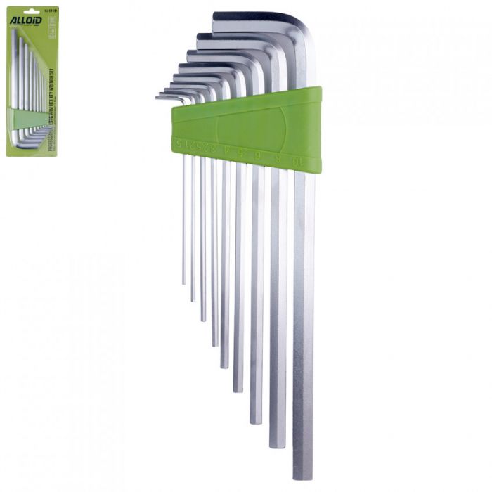 Набір ключів шестигранних, вигнутих подовжених 9 пр. 1,5-10 мм Alloid