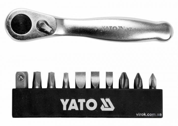 Набір насадок викруткових з тріщаткою YATO 1/4" 25 мм 11 шт