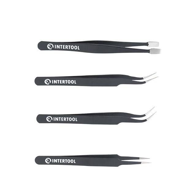 Набір пінцетів антистатичних, 4 шт. INTERTOOL NT-6001