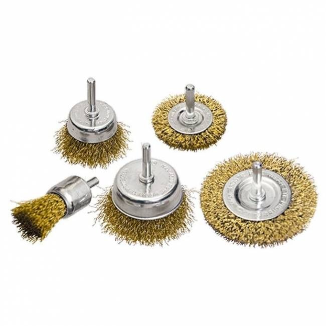 Набір щіток для дриля 5 шт.: 2 плоских 50-75 мм 3 "чашки" 25-50-75 мм, MTX