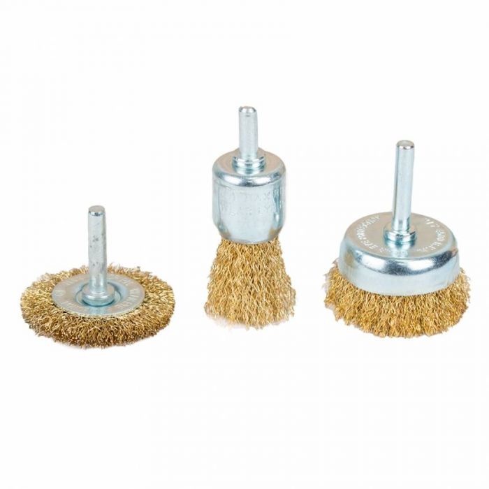 Набір щіток дротяних 3шт Ø25; 50; 50мм хвостовик Ø6мм (латунированная) Sigma (9010011)