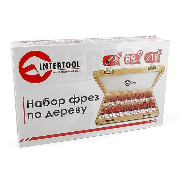 Набір фрез кінцевих по деревині, 18 шт INTERTOOL HT-0073