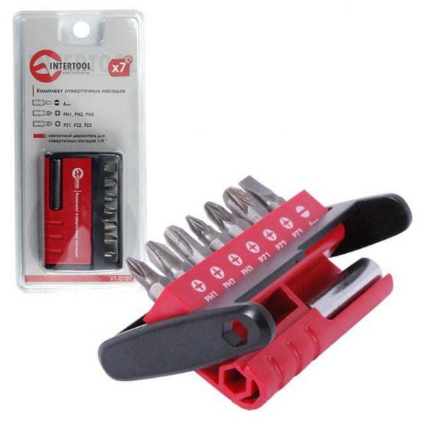 Набір насадок для викруток 7 од., CrV INTERTOOL VT-0107 Набір насадок для викруток 7 од., CrV INTERTOOL VT-0107