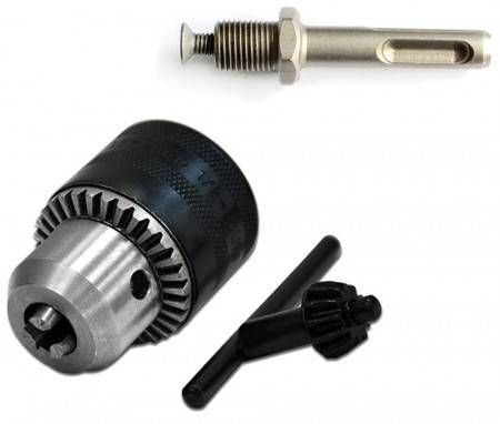 Набір: патрон 1,5-13 мм, різьблення 1/2"-20, ключ, перехідник SDS