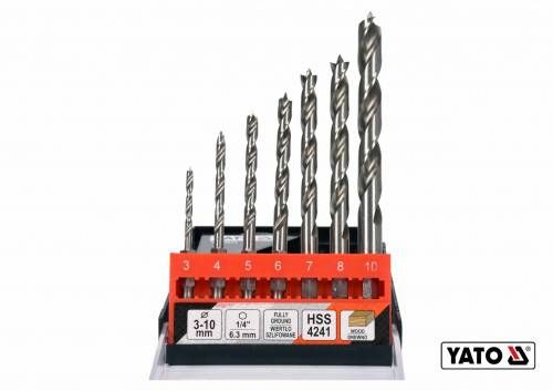 НАБІР СВЕРЛ ПО ДЕРЕВУ СПИРАЛЬНИХ YATO Ø3-4-5-6-7-8-10 ММ HEX 1/4" HSS 4241 7 ШТ