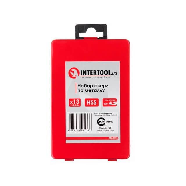 Набір свердел по металу HSS, 13 шт. (1,5-6,5 мм), полірована сталь INTERTOOL SD-0113