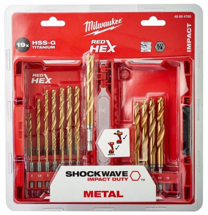 Набір свердлів по металу RedHEX HSS-G TiN MILWAUKEE, (19шт)