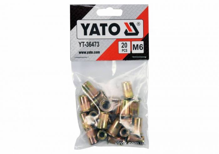 Нитогайка сталева YATO; М6 l=15 мм, 20 шт.