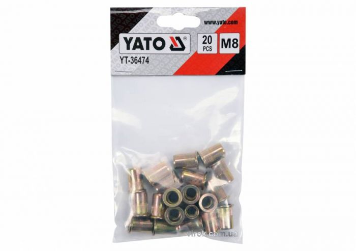 Нитогайка сталева YATO; М8 l=18 мм, 20 шт.