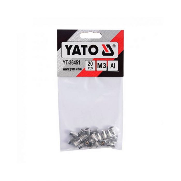 Нютогайка алюмінієва YATO М3, l=9 мм, 20 шт.
