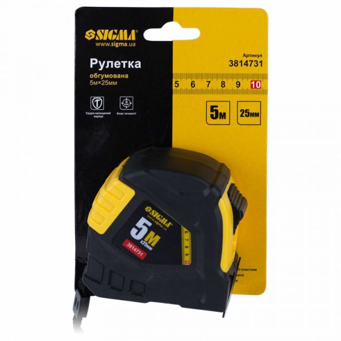 Обгумована рулетка 5м×25мм Sigma (3814731)
