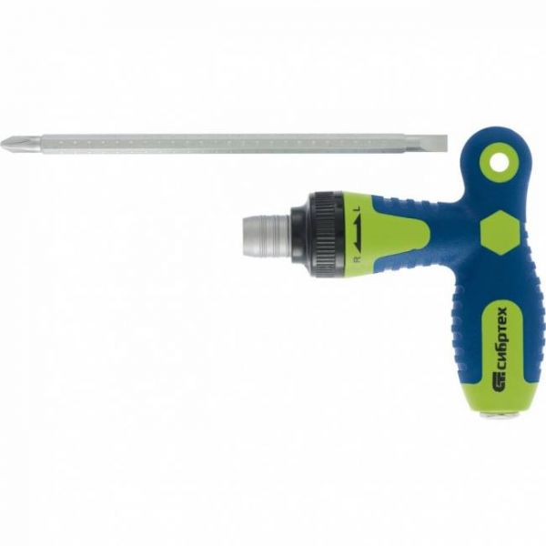 Викрутка реверсивна комбінована Т-подібна PH2/SL6, CrV Сибртех