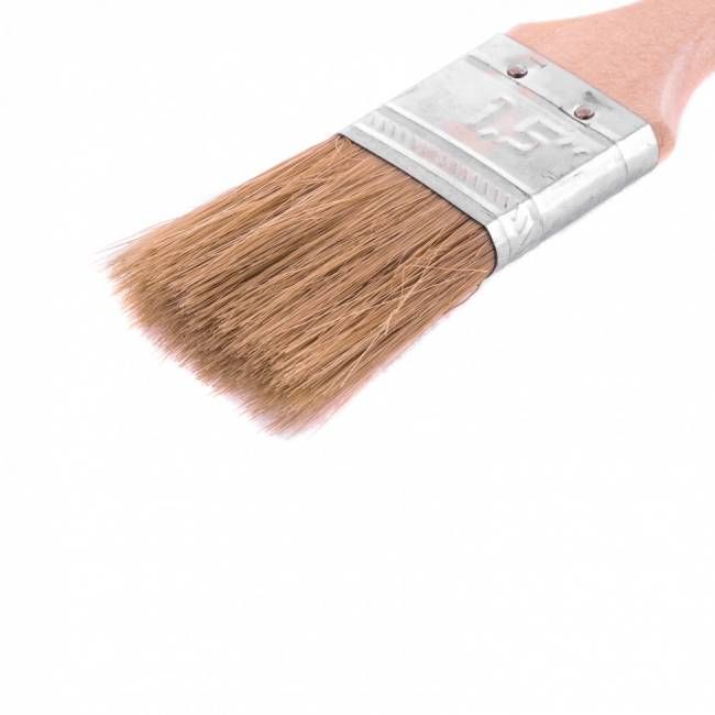 Пензель плоский "Стандарт" 1.5", натуральна щетина, дерев'яна ручка, MTX