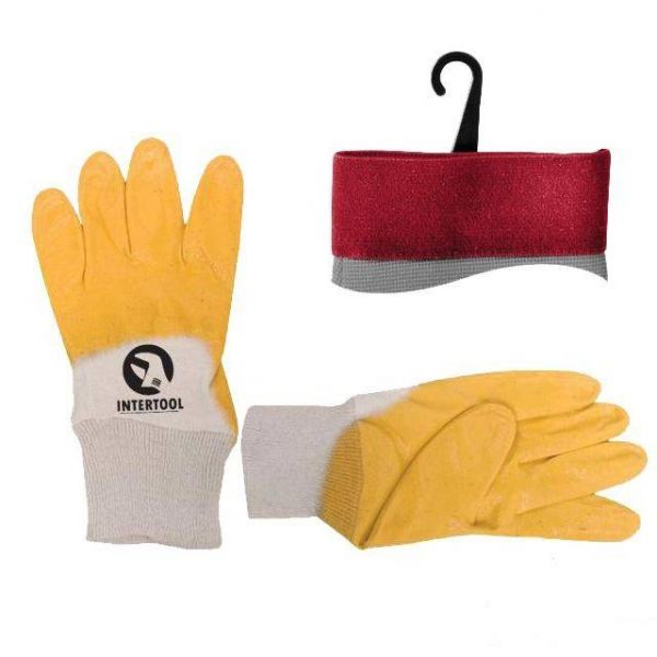 Рукавичка трикотажна бавовняна з 3/4 покриттям з нітрилу, 9", жовта INTERTOOL SP-0109
