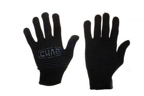 Рукавички нейлонові чорні з мілкою синьою ПВХ точкою Стандарт СИЛА