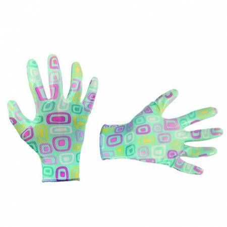 Рукавички садові з нітриловим покриттям 8" блакитні INTERTOOL SP-0164