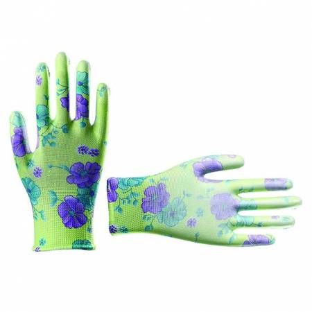Рукавичка садова з покриттям з нітрилу, зелена, 8" INTERTOOL SP-0161