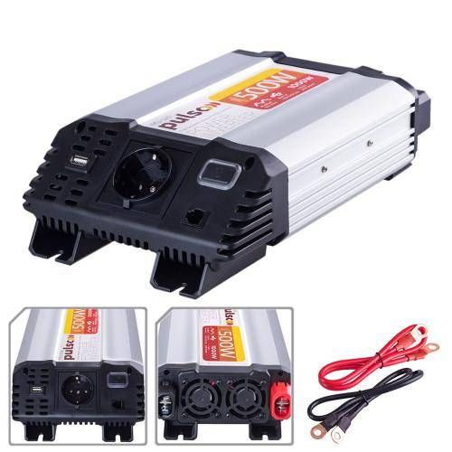 Перетворювач напруги PULSO/IMU-520/12V-220V/500W/USB-5VDC2.0A/мод.хвиля/клеми