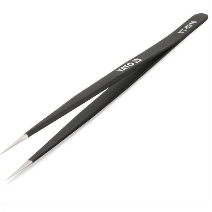 Пінцет прямий антистатичний YATO l=140мм [20/480]