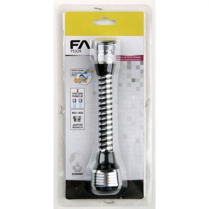 Регулятор витрати води довгий 2-функціональний з гвинтовим адаптером М22/М24, l= 13 см, 60% економія