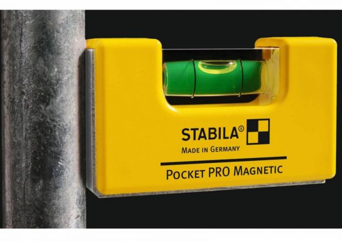 Рівень - міні STABILA Pocket PRO Magnetic магнітний: 7 х 2 х 4 см, 1 капсула, кріп-чохол 519136/20