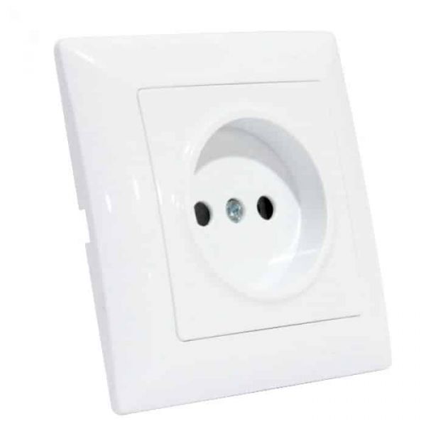 Розетка одинарна без заземлення біла TINA